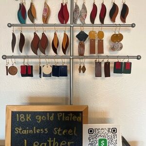 Handmade Leather Dangle Earrings - Assorted Colors